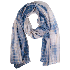 Letni Szal Nomad Sari - 180x50 cm - Imprezowy Blask - Niebieski