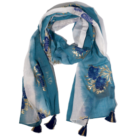 Letni Szal Nomad Sari - 180x50 cm - Rybki - Morski
