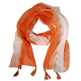 Letni Szal Nomad Sari - 180x50 cm - Żółwie - Koralowy