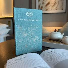 Niebieski Dziennik Wdzięczności ze Srebrnym Wykończeniem - 120 stron