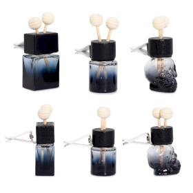 12x Czarny Dyfuzor Samochodowy Buteleczka na Kratkę Nawiewu - 8 ml (3 wzory)