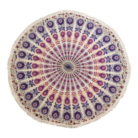 Mała Okrągła Tkanina na Ścianę Mandala 130 cm - Pawi Fiolet