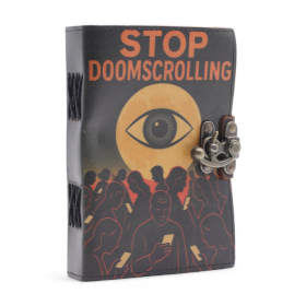 Skórzany Notatnik z Nadrukiem - Stop Doomscrolling