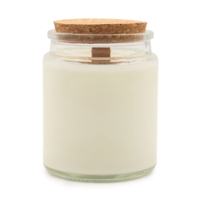 6x Sojowa Świeca z Drewnianym Knotem - Liście i Len - BEZ ETYKIETY