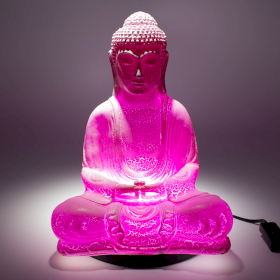 Lampa Medytujący Budda z Efektem Spękania - Wiśniowa