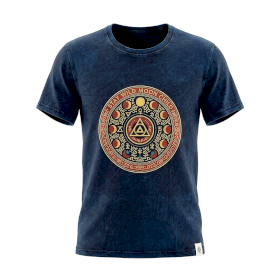 Niebieski T-Shirt z Efektem Sprania - Stay Wild Moon Child - S