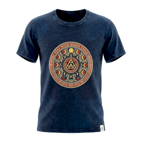 Niebieski T-Shirt z Efektem Sprania - Stay Wild Moon Child - M