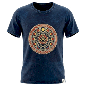Niebieski T-Shirt z Efektem Sprania - Stay Wild Moon Child - XL