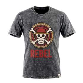 Ciemnoszary T-Shirt z Efektem Sprania - Rebel - S