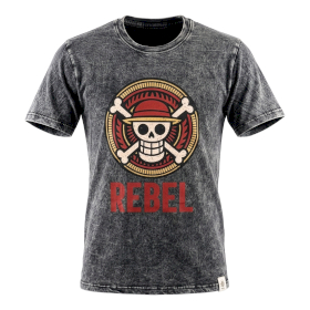 Ciemnoszary T-Shirt z Efektem Sprania - Rebel - M