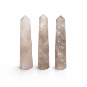3x Obelisk Sześciościenny z Kwarcu Dymnego (ok. 11 cm)