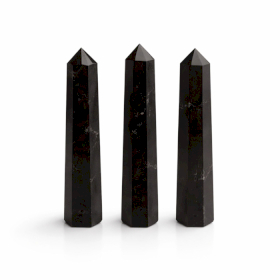 3x Obelisk Sześciościenny z Czarnego Turmalinu (ok. 11 cm)