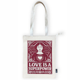 5x Kultowa Torba Tote Toni - Love Is a Superpower - Naturalna