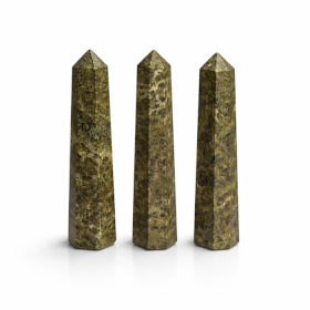 3x Obelisk Sześciościenny z Epidotu (ok. 11 cm)
