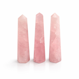 3x Obelisk Sześciościenny z Różowego Kwarcu (ok. 11 cm)