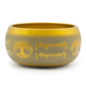 Duża Aluminiowa Misa Dźwiękowa - Budda Drzewo Życia - Kolor Miedzi (19 cm)
