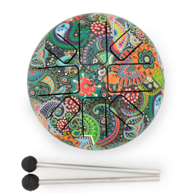 Niski Średni Bębenek Językowy - Liście Mandala - 14x7 cm