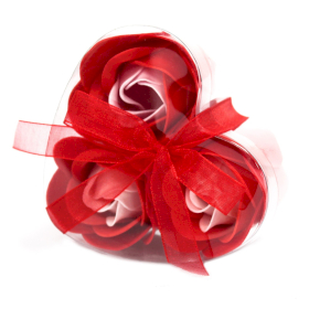 6x Zestaw 3 Mydlanych Kwiatów w Pudełku - Czerwone Róże
