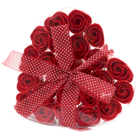 Zestaw 24 Mydlanych Kwiatów w Pudełku - Czerwone Róże