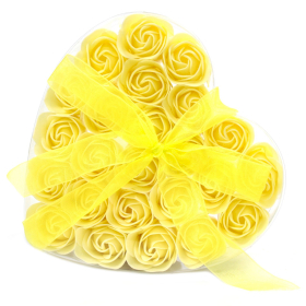 Zestaw 24 Mydlanych Kwiatów w Pudełku - Żółte Róże