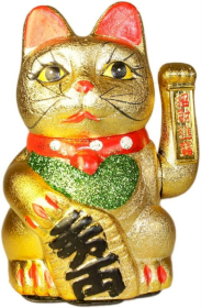 Duży Złoty Kot Chiński Przynoszący Szczęście