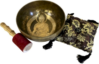 Specjalny Zestaw z Misą - Mosiężny Złoty Budda